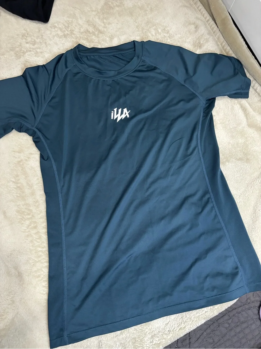 YoungLA Men's Short-Sleeve Swim Rash Guard - Teal Blue
